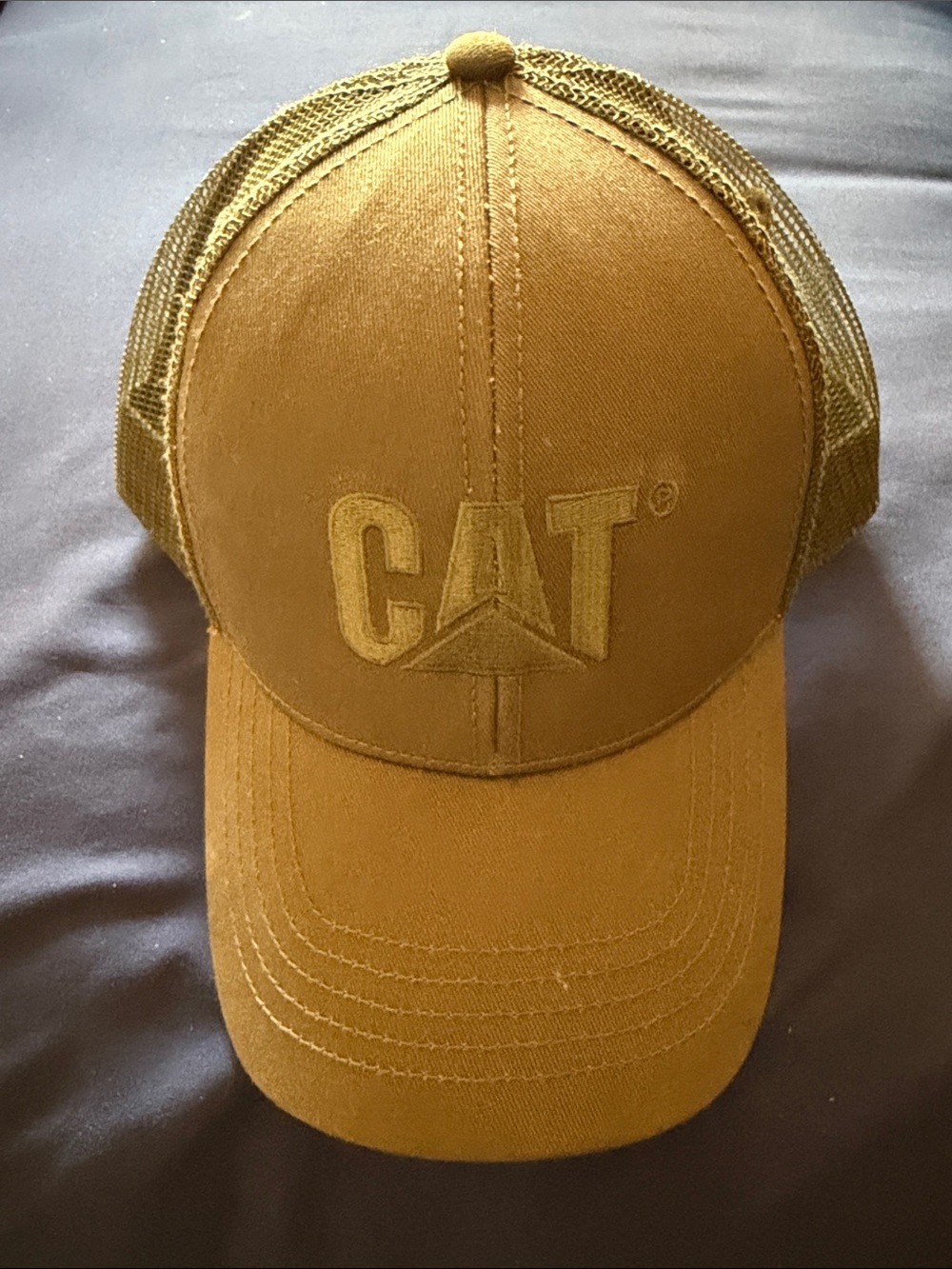 Caterpillar Mustard Yellow Mesh Back Trucker Hat